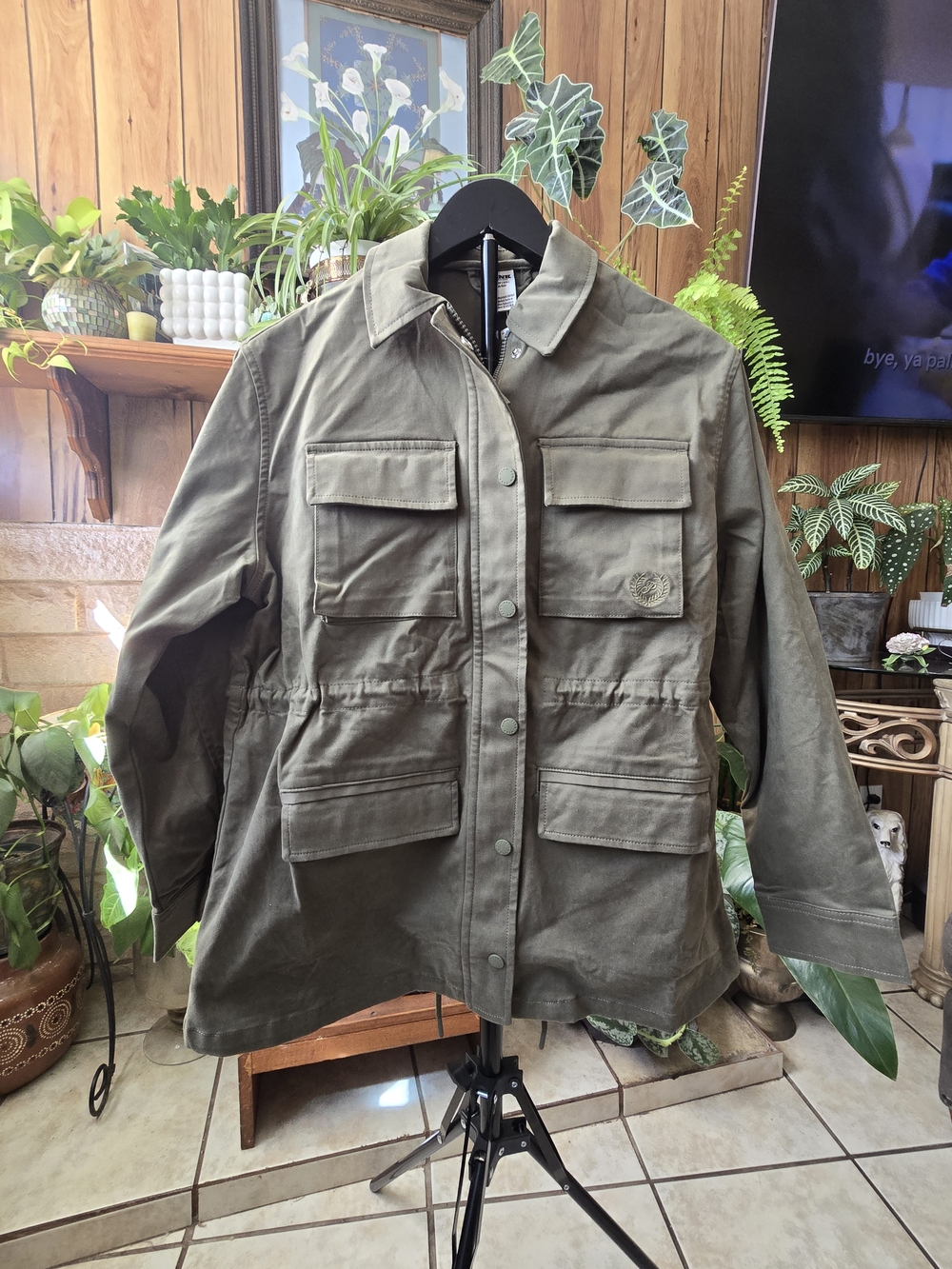 PINK Victoria's Secret Olive Green Military Field Jacket